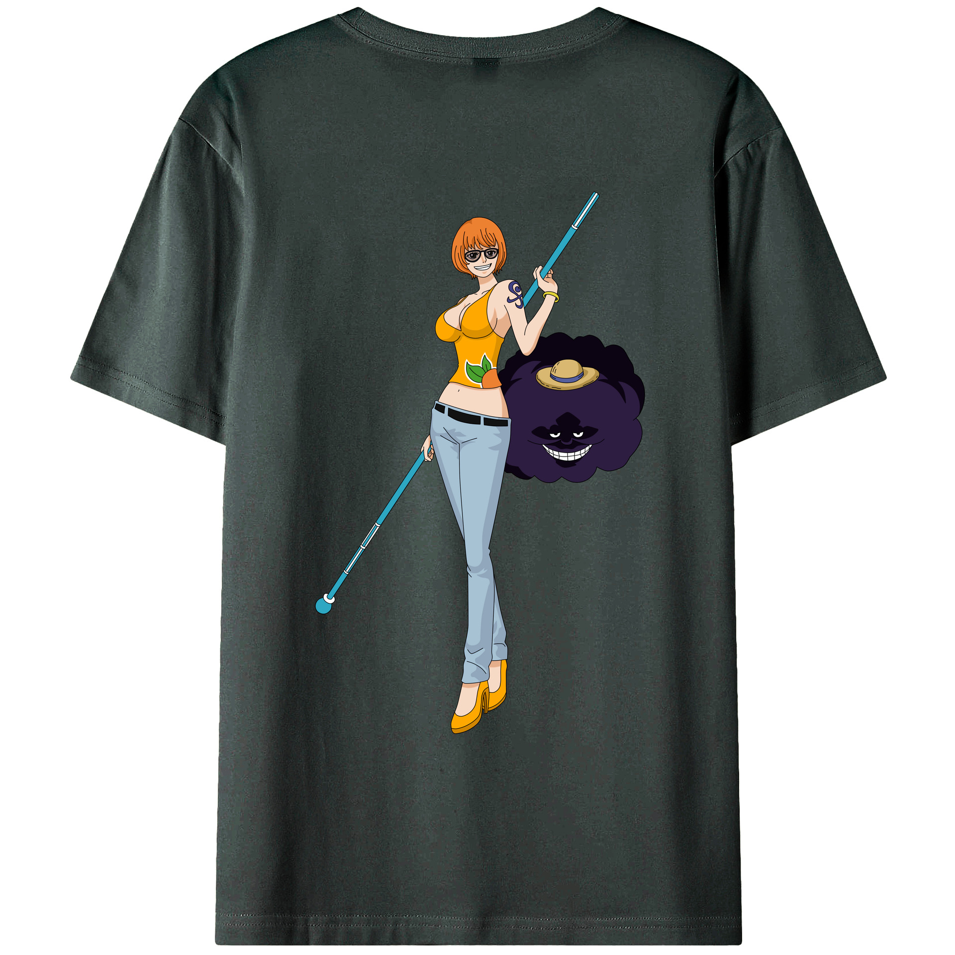 （画像用） ワンピース ナミ ONE PIECE Nami 綿100％ メンズ半袖Tシャツ（バックプリント） 通気性
